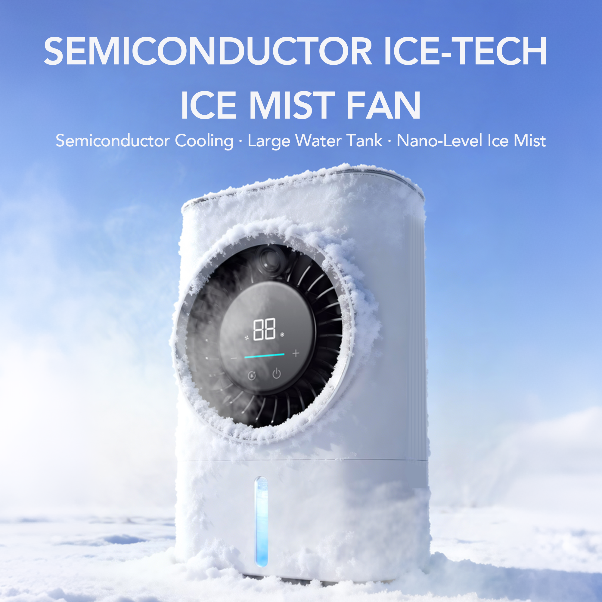 IceMist Desk Max — Desktop Misting Fan in snow